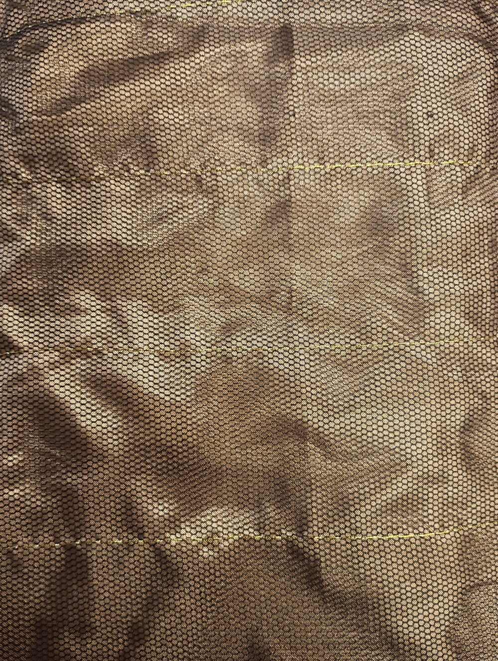 New Metallic Gold Textured Fabric With Black Netting Measures 43" Wide By 60"